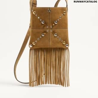 Valentino Garavani Nellcôte Small Shoulder Bag In Suede With Fringes