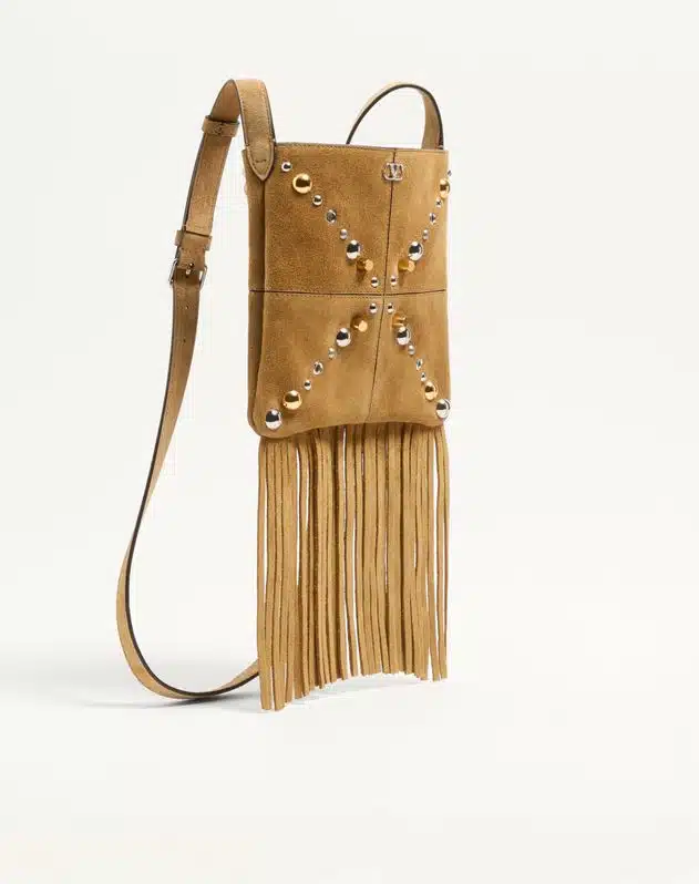 Valentino Garavani Nellcôte Small Shoulder Bag In Suede With Fringes - Image 2