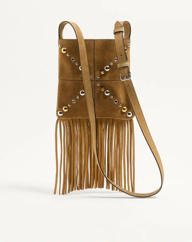 Valentino Garavani Nellcôte Small Shoulder Bag In Suede With Fringes - Image 3