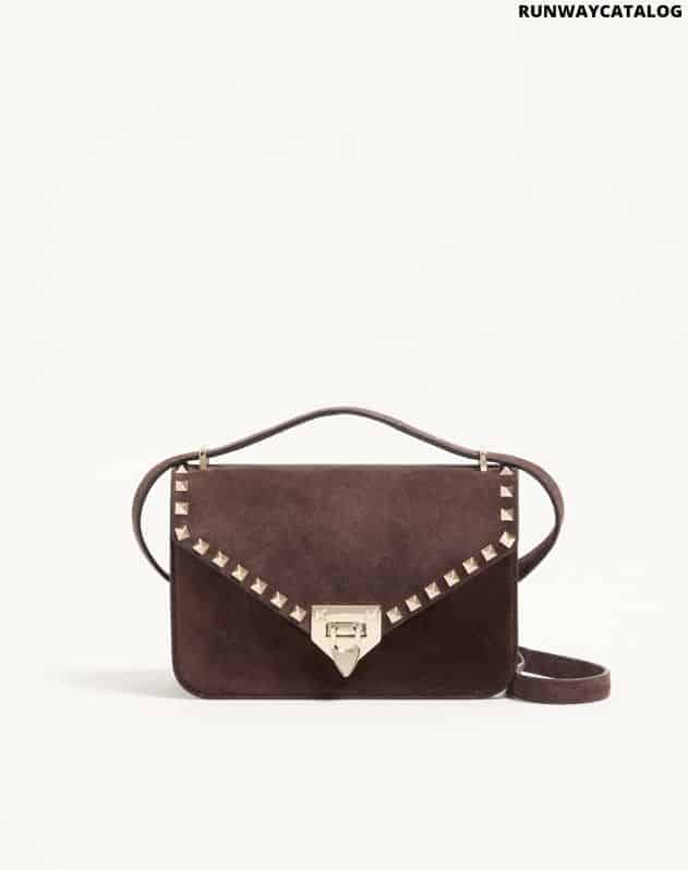 Valentino Garavani Rockstud Small Shoulder Bag In Suede