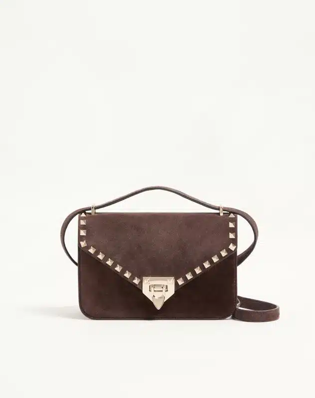 Valentino Garavani Rockstud Small Shoulder Bag In Suede