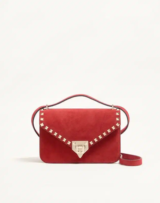 Valentino Garavani Rockstud Small Shoulder Bag In Suede