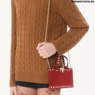 Rockstud mini suede shopping bag