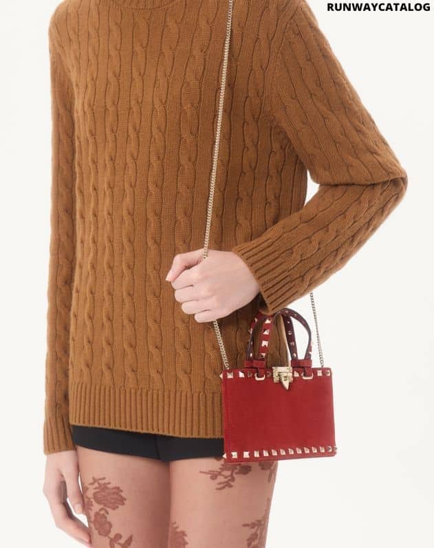 Rockstud mini suede shopping bag