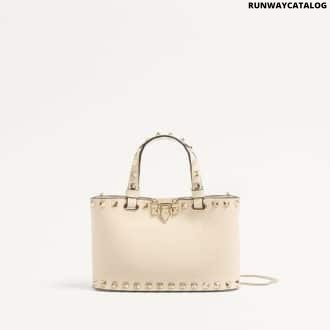 Rockstud Mini Shopping Bag In Grainy Calfskin