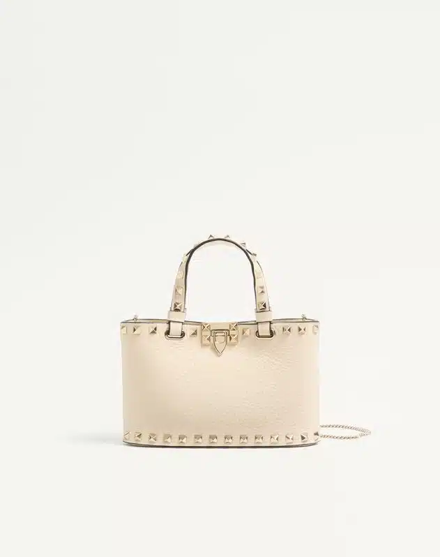 Rockstud Mini Shopping Bag In Grainy Calfskin