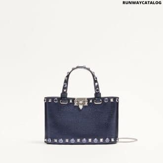 Valentino Garavani Rockstud Mini Shopping Bag In Laminated Calfskin