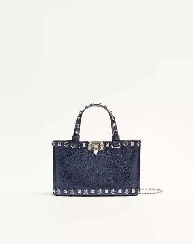 Valentino Garavani Rockstud Mini Shopping Bag In Laminated Calfskin