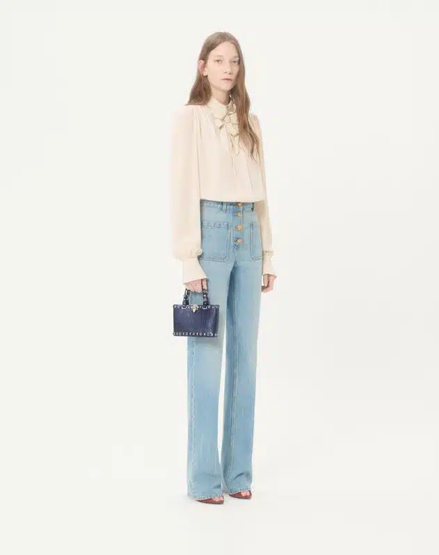Valentino Garavani Rockstud Mini Shopping Bag In Laminated Calfskin - Image 2