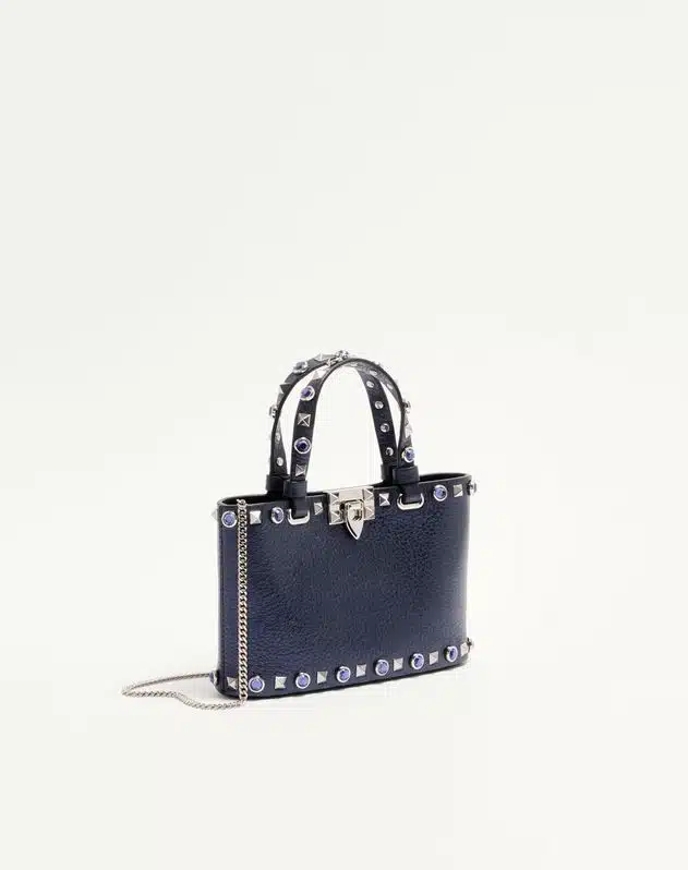 Valentino Garavani Rockstud Mini Shopping Bag In Laminated Calfskin - Image 3