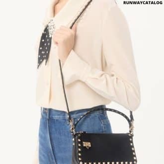 Small Rockstud Grainy Calfskin Crossbody Bag