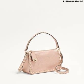 Valentino Garavani Rockstud Small Crossbody Bag In Laminated Grainy Calfskin Leather