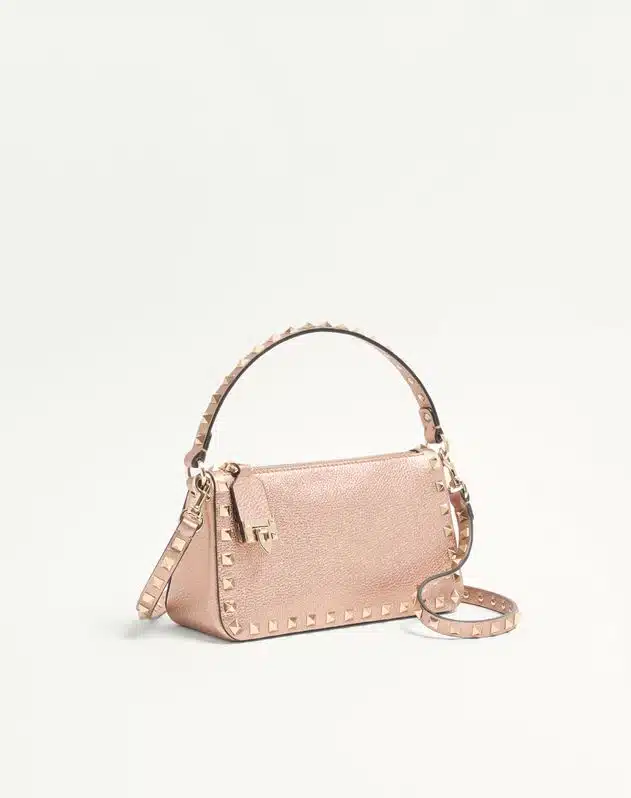 Valentino Garavani Rockstud Small Crossbody Bag In Laminated Grainy Calfskin Leather