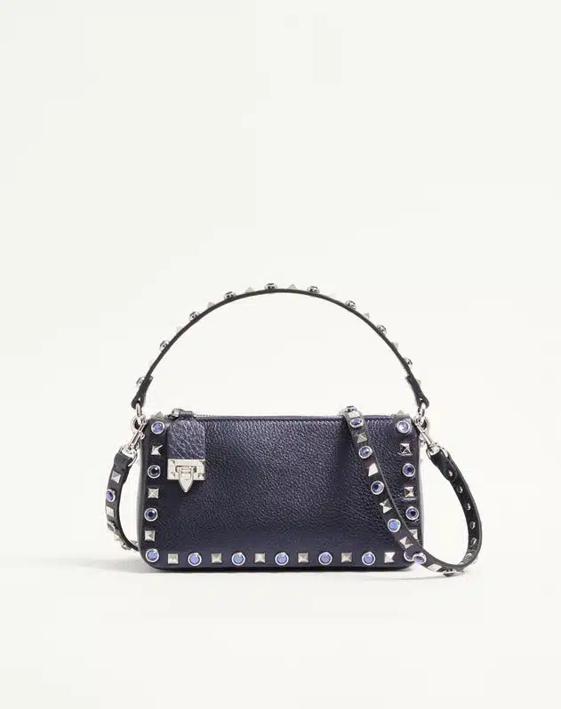 Valentino Garavani Rockstud Small Shoulder Bag In Laminated Calfskin With Cabochon Stones - Image 2