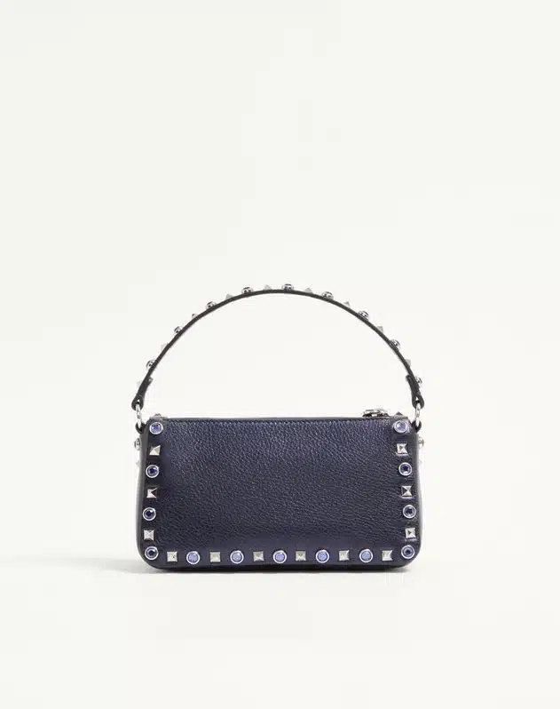 Valentino Garavani Rockstud Small Shoulder Bag In Laminated Calfskin With Cabochon Stones - Image 3