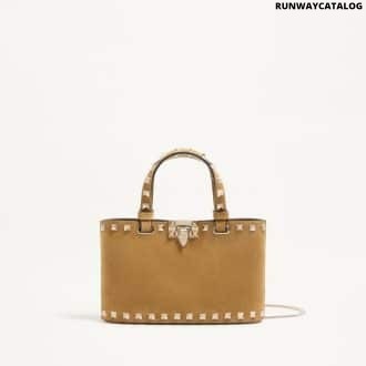 Rockstud mini suede shopping bag