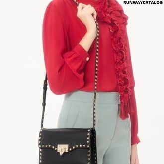 Small Rockstud Grainy Calfskin Crossbody Bag