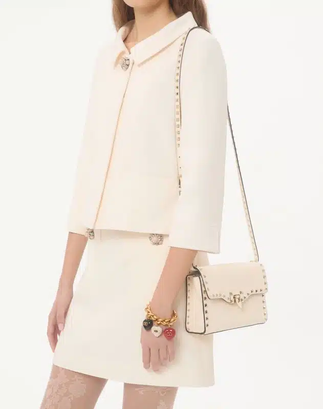 Small Rockstud Grainy Calfskin Crossbody Bag