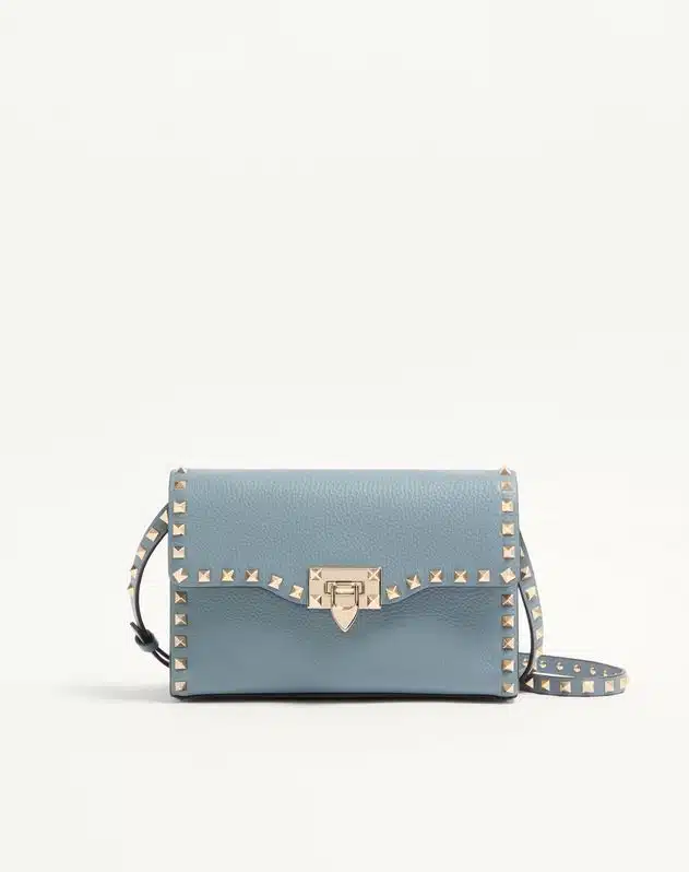 Small Rockstud Grainy Calfskin Crossbody Bag