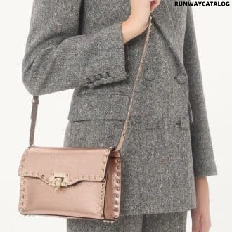 Valentino Garavani Rockstud Small Crossbody Bag In Laminated Grainy Calfskin Leather