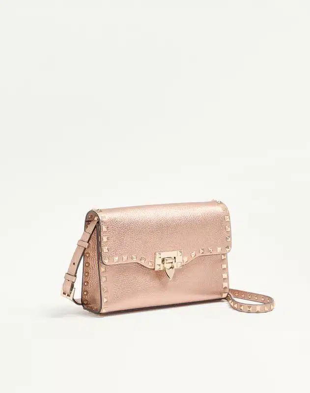 Valentino Garavani Rockstud Small Crossbody Bag In Laminated Grainy Calfskin Leather - Image 3
