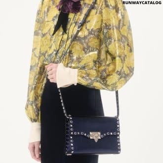 Valentino Garavani Rockstud Small Shoulder Bag In Laminated Calfskin With Cabochon Stones