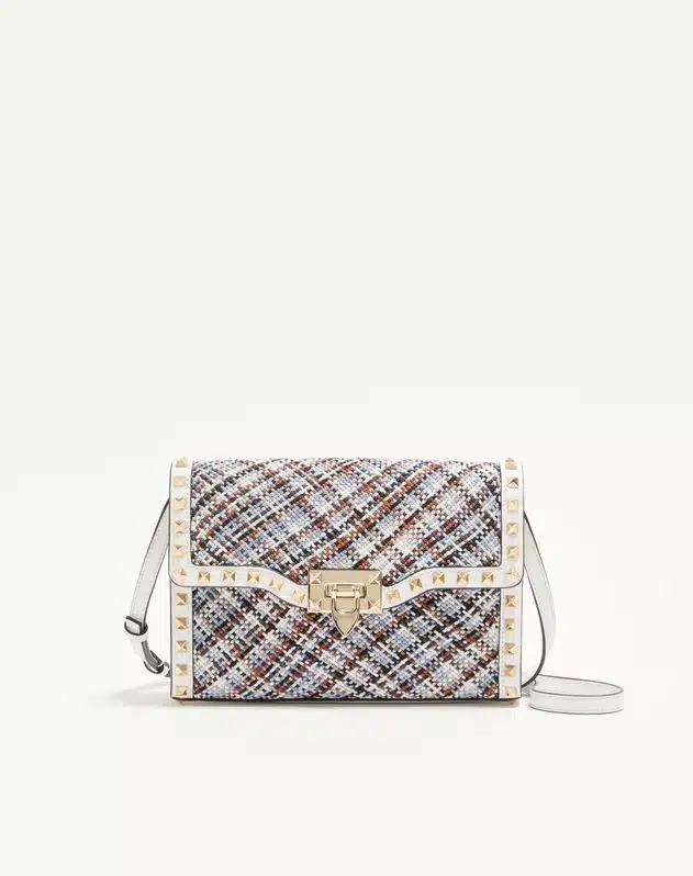 Valentino Garavani Rockstud Small Shoulder Bag In Woven Fabric - Image 2