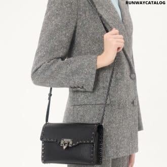 Small Rockstud Grainy Calfskin Crossbody Bag