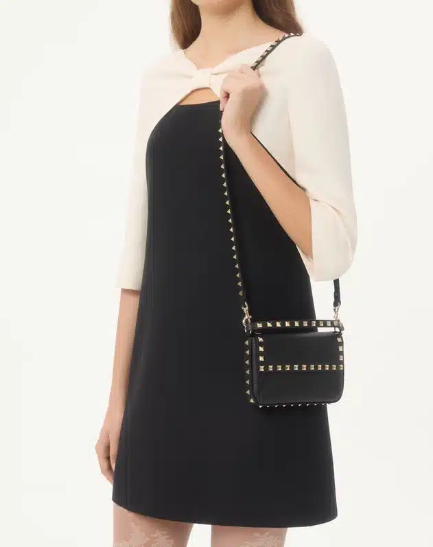 Rockstud Grainy Calfskin Pouch