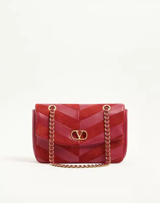 Valentino Garavani Djuna Medium Chain Bag In Suede And Nappa With Chevron Pattern - Image 2