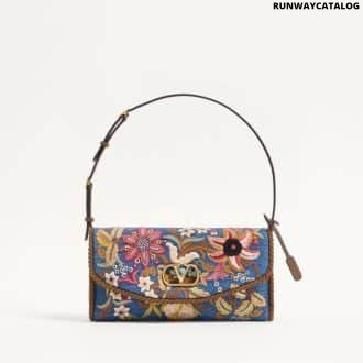 Valentino Garavani Devain Small Shoulder Bag In Embroidered Denim
