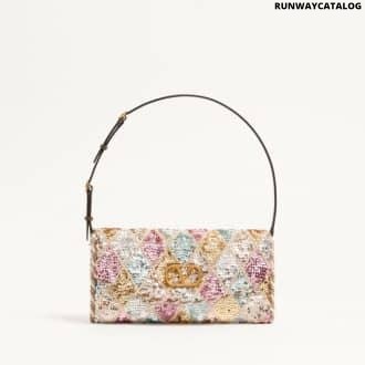 Valentino Garavani Devain Small Shoulder Bag With Rhombelle Embroidery.