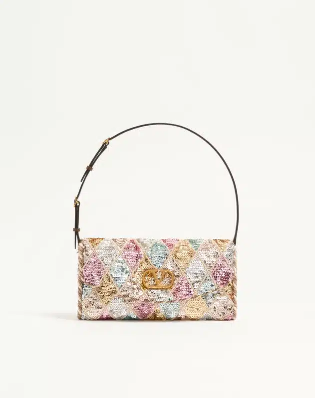 Valentino Garavani Devain Small Shoulder Bag With Rhombelle Embroidery.