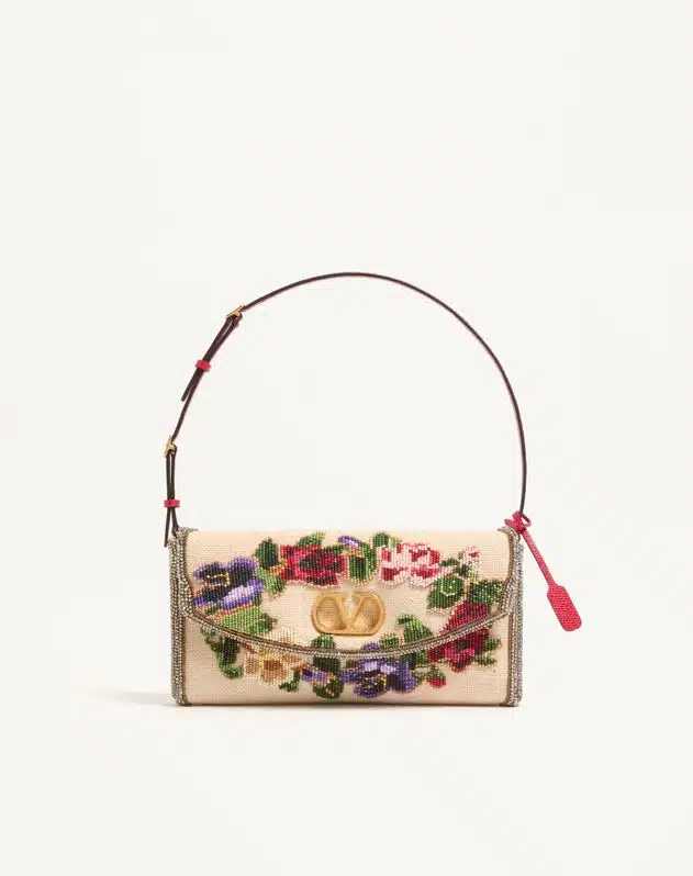 Valentino Garavani Devain Embroidered Small Shoulder Bag