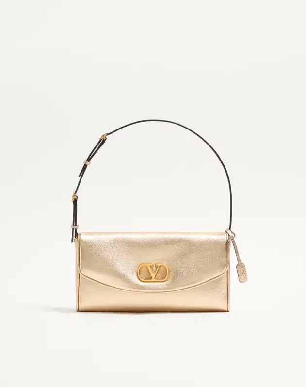 Valentino Garavani Devain Small Shoulder Bag In Laminated Nappa Leather