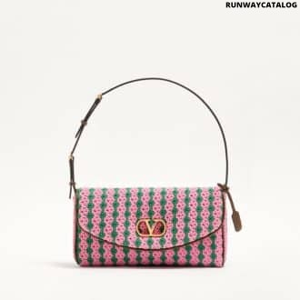 Valentino Garavani Devain Small Shoulder Bag In Crochet Fabric