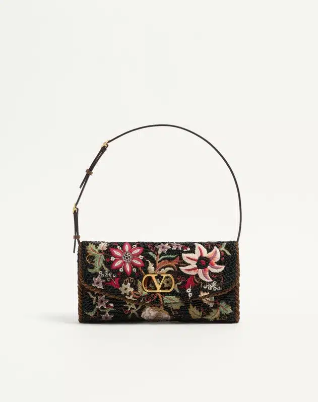 Valentino Garavani Devain Embroidered Small Shoulder Bag