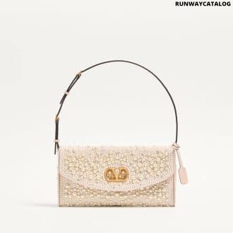 Valentino Garavani Devain Small Shoulder Bag With Pearls And Rhinestones