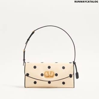 Valentino Garavani Devain Small Shoulder Bag In Moiré Plus De Pois Fabric