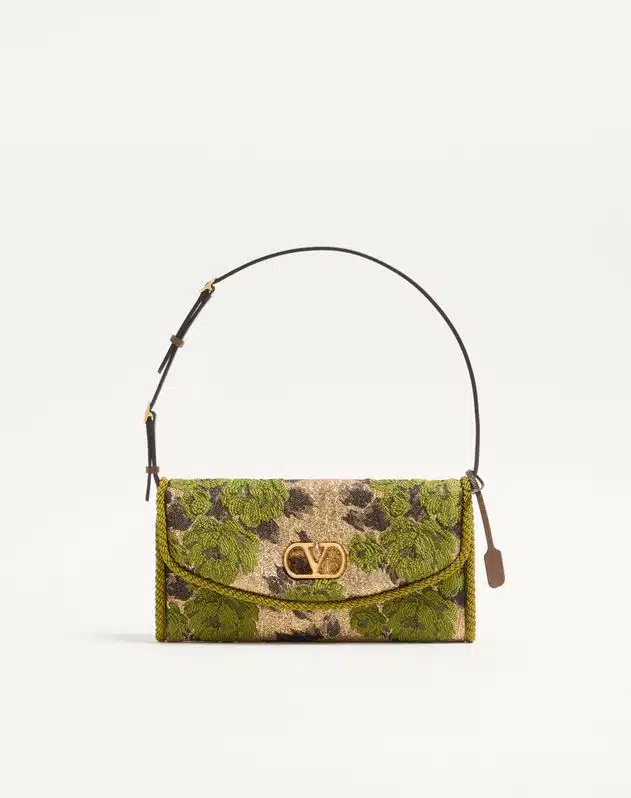 Valentino Garavani Devain Small Shoulder Bag In Jacquard Lurex Fabric