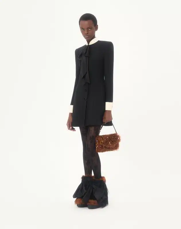 Valentino Garavani Devain Small Shoulder Bag In Lamb Fur With Rhinestones. - Image 3