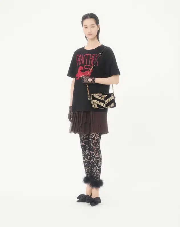 Valentino Garavani Panthea Small Shoulder Bag In Python And Suede With A Chevron Pattern - Image 2