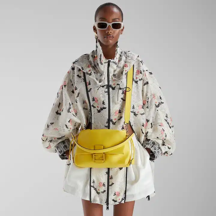 Mamma Baguette Medium Broom yellow nappa leather bag - Image 3