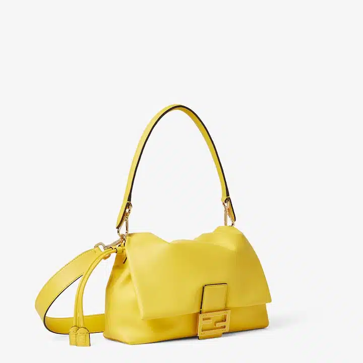 Mamma Baguette Medium Broom yellow nappa leather bag - Image 4