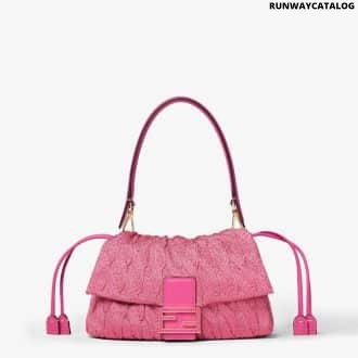 Mamma Baguette Medium Fuchsia cable-knit bag