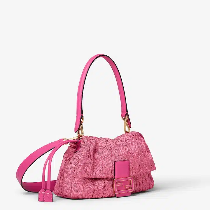 Mamma Baguette Medium Fuchsia cable-knit bag - Image 4