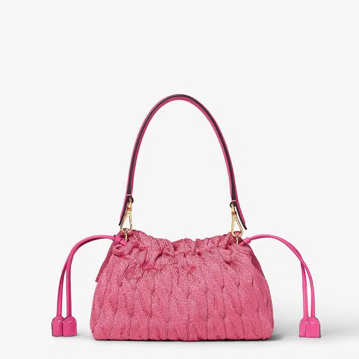 Mamma Baguette Medium Fuchsia cable-knit bag - Image 3