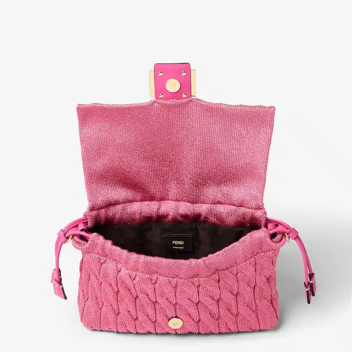 Mamma Baguette Medium Fuchsia cable-knit bag - Image 2