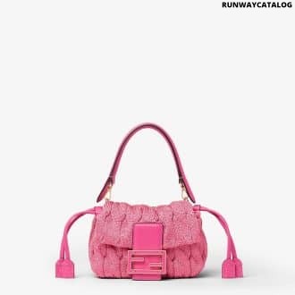 Mamma Baguette Small Fuchsia cable-knit mini-bag