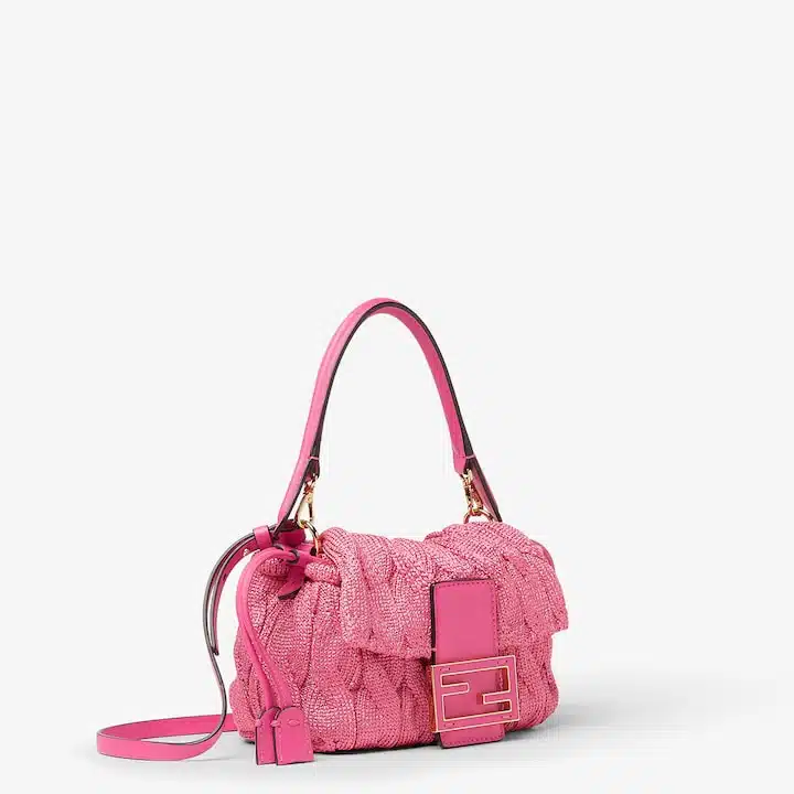 Mamma Baguette Small Fuchsia cable-knit mini-bag - Image 2